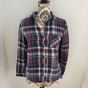Super soft plaid red white and blue lumberjack shirt size small